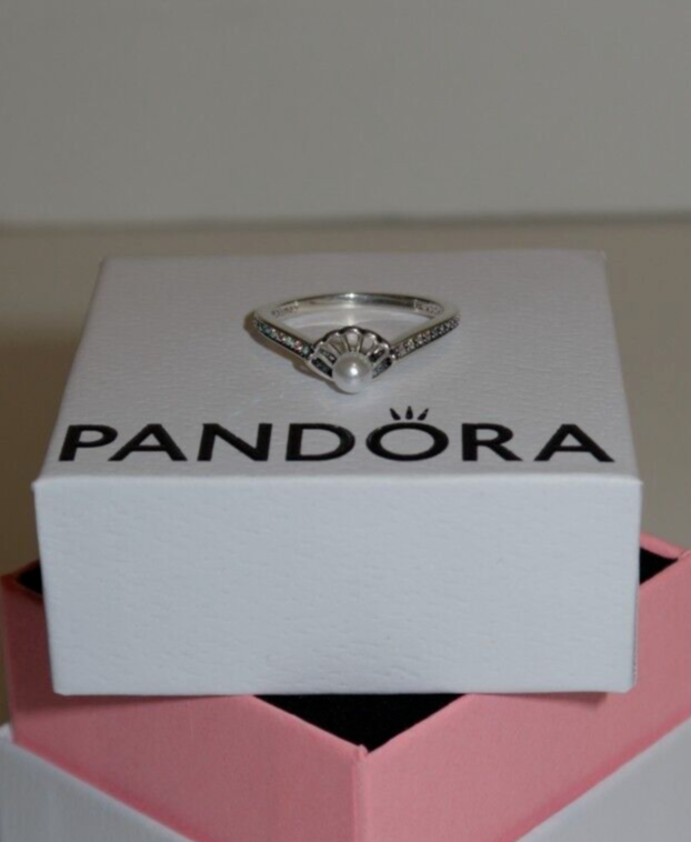 PANDORA 925 ALE Disney Princess Ariel Shell Cultured Pearl Ring