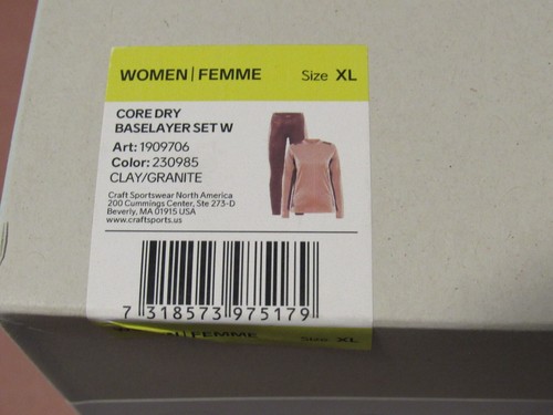 Craft Core Dry Baselayer set womens regular fit Clay Granite XL - Picture 2 of 2