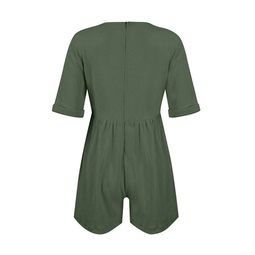 Women Short Sleeves Belted Jumpsuit Playsuit Ladies Casual Mini Romper Outfit US - Picture 10 of 22