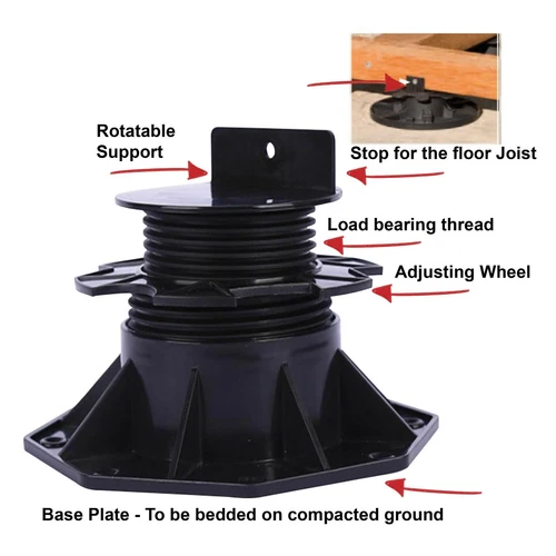 Joist support Pedestal 10-220mm concrete Packs Adjustable risers feet Decking - Picture 4 of 52