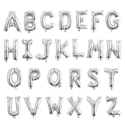 16'' Silver Create Your Own Phrase or Symbols Balloons, Large and Small Letters