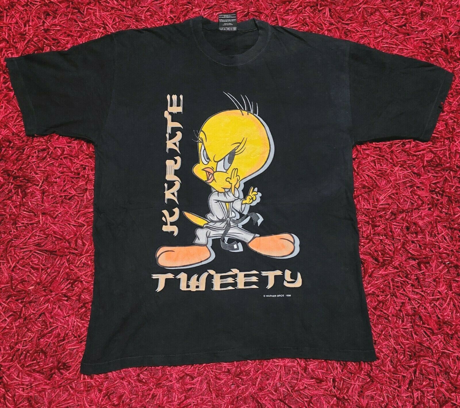 Looney Tunes Tweety Karate Warner Bros 1998 Black T-shirt Size M