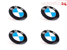 BMW WHEEL CENTER CAP EMBLEM DECALS STICKERS 70MM SET OF 4 GENUINE NEW OEM