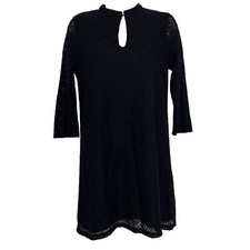 Forever 21 Shift Dress Junior's Large Long Sleeve Above Knee Black Lace Lined