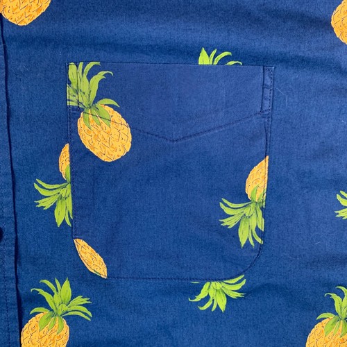 Old Navy Pineapple Print Blue Regular Fit Collared Shirt Size Men's XL - Picture 4 of 11