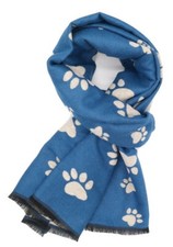 RED CUCKOO Denim Blue Paw Print Scarf Scarfs Dog Cat Womens Present Gift Paws