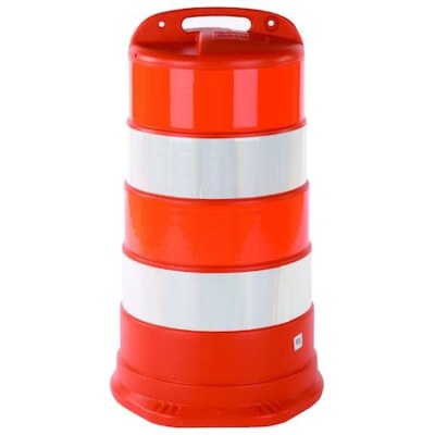 Zoro Select 03-780-6Eg Traffic Barrel,White/Orange,Hdpe
