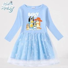 Bluey Kids Girls Princess Dress Summer Skirt Kids Party Birthday Dress Gift 3-11