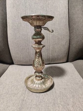 Vintage Hollywood Regency Ornate Candlestick  Villy Pillar Candleholder 9.25”