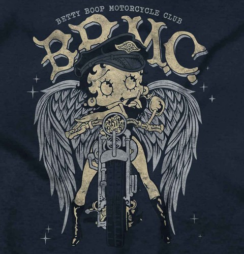 Betty Boop Cartoon BBMC Motorcycle Angel Womens Zip Hooded Sweatshirt Hoodie - Picture 2 of 7