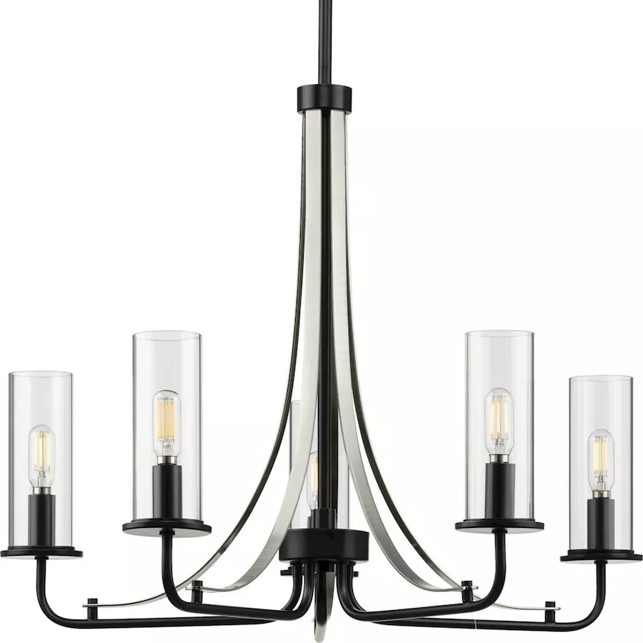 Progress Lighting Riley s 5 Light Black Chandelier Clear Glass P400209 031