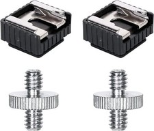 2Pcs Standard Flash Hot Shoe Mount Adapter wi/ 1/4" to 1/4" Male Threaded Screw
