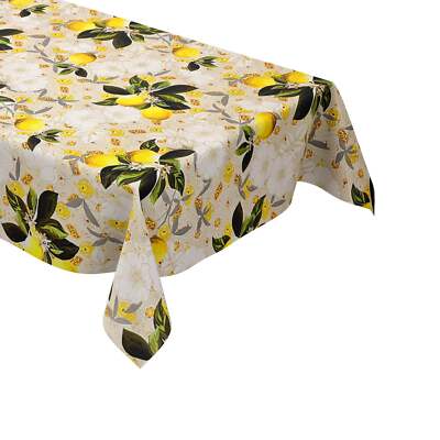 MEWATU Wachstuch Tischdecke beige Zitronen Finca Sommer B6025-03 eckig rund oval
