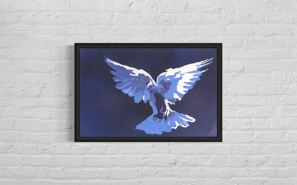 Colorful watercolor painting dove trendy wall art blue art handmade art (print) - Image 2 of 4