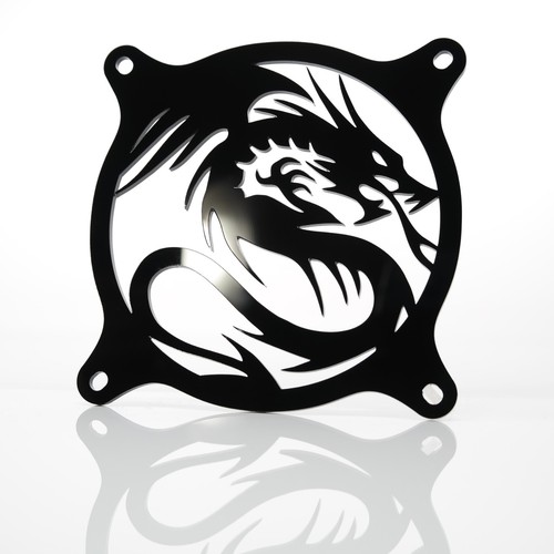 140mm FLYING DRAGON Computer Fan Grill Gloss Black Acrylic Cooling Cover - Afbeelding 1 van 2