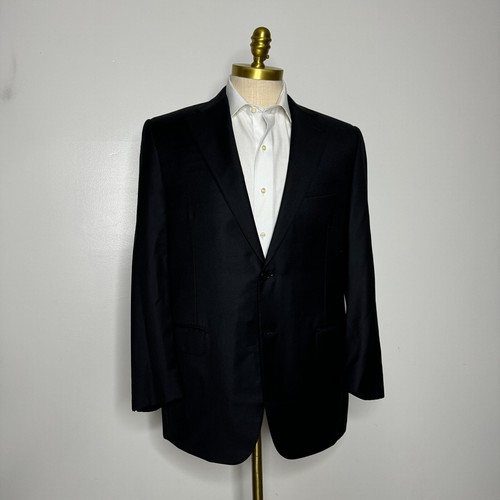Canali Suit Blazer 44R (54 it) Mens Solid Black Wool