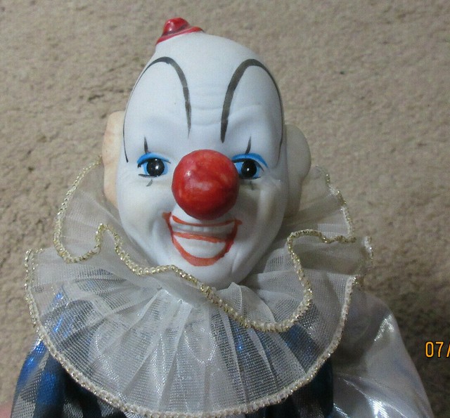 Collectible Clown 12" Porcelain With Blue/Silver eBay