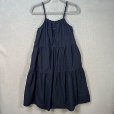 Uniqlo Kids Girls Size 160 / 13-14 yrs Navy Blue Tiered Cotton Sleeveless Dress