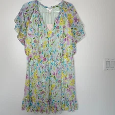 NWT LC Lauren Conrad Mini Dress Womens 1X Ruffle Floral Boho Cottagecore Party