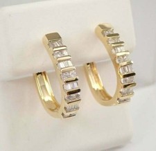 3CT Round Cut Lab Created Diamond Women's Hoop Earrings 14K Yellow Gold Finish