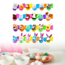 24 pezzi di uova di Pasqua colorate con giocattoli di peluche per riempire