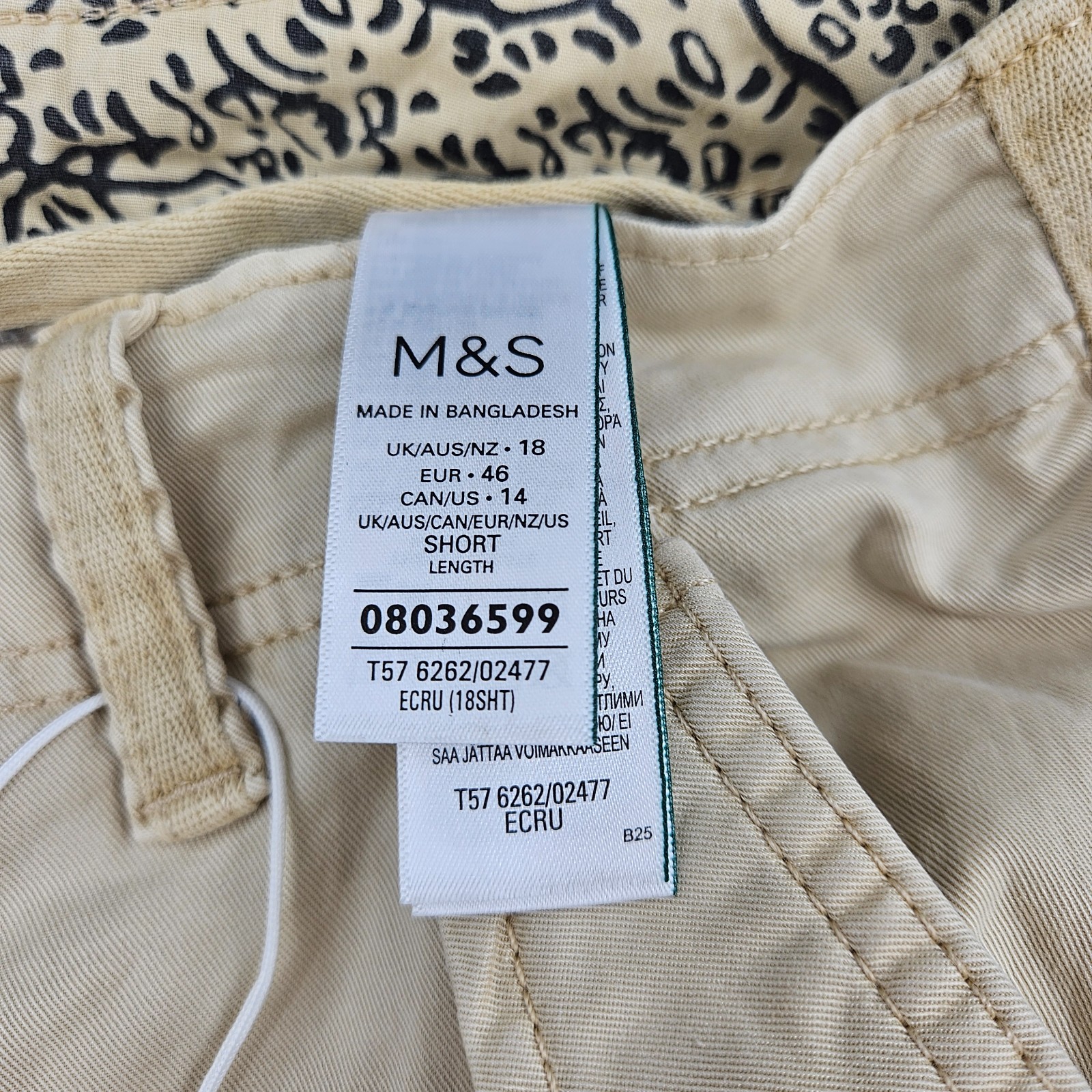 M&S Womens Ecru Cargo Utility Combat Trousers UK 18 Short Cotton Lyocell Pockets image 7