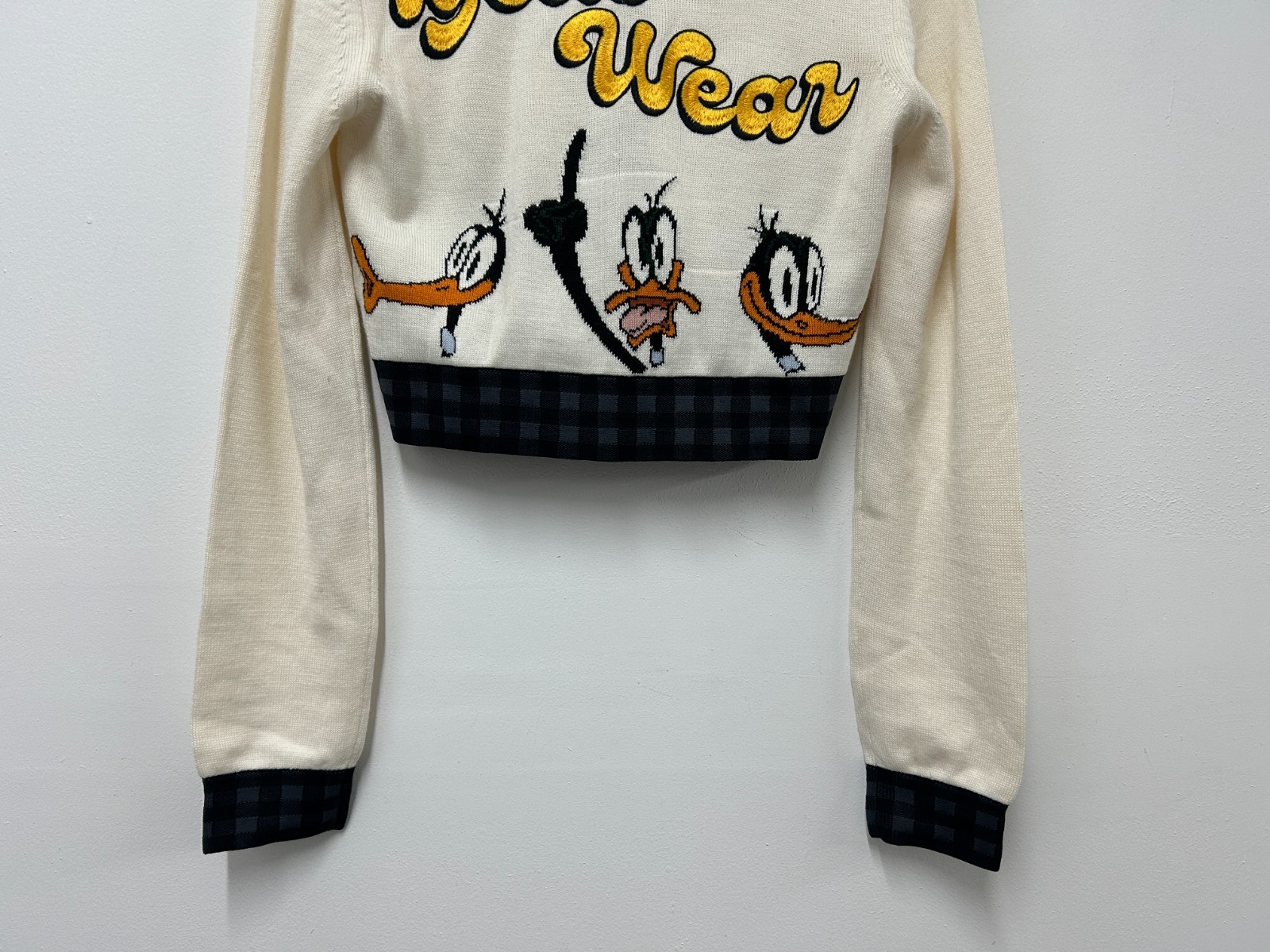 GCDS Looney Tunes Daffy Duck Knit Crop Cardigan Size Small Button Up Womens