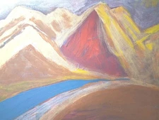 Original Art Painting Acrylic Canvas 20" x 16" Modern Abstract Mountain Range