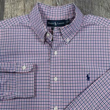 Polo Ralph Lauren Classic Fit Button Down Shirt Pink Blue Check Men  s Large