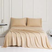 4 Piece Queen Sheet Set 100 Tencel Lyocell Extra Soft Bed Sheet Champagne