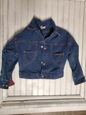 Vtg 80s Child's Osh Kosh B'gosh Denim Button Up Barn Jean Jacket 4T W/Red Plaid