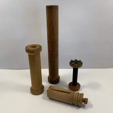 Vintage Industrial Brown Wood Textile Thread Spool Rustic Home Decor Primitive 4