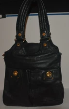 07 Marc by Marc Jacobs black leather double handle accordion tote bag 