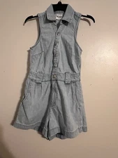 Show Me Your MuMu Richmond Light Blue Denim Sleeveless Romper Missing Belt