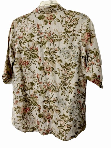 Laura Ashley Floral Button Up Shirt Linen Blouse Womens Sz Large Casual READ - Picture 10 of 10