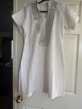 White Kurta With Silver Sparkle