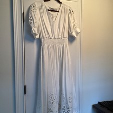Ellie Tahari Women's White Eyelet Mid Length l New Never Worn