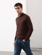 Marks & Spencer Mens Dark Chocolate Merino Funnel neck Long sleeved Jumper - M&S