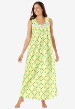 Only Necessities Plus Size Long Sleeveless Floral Nightgown