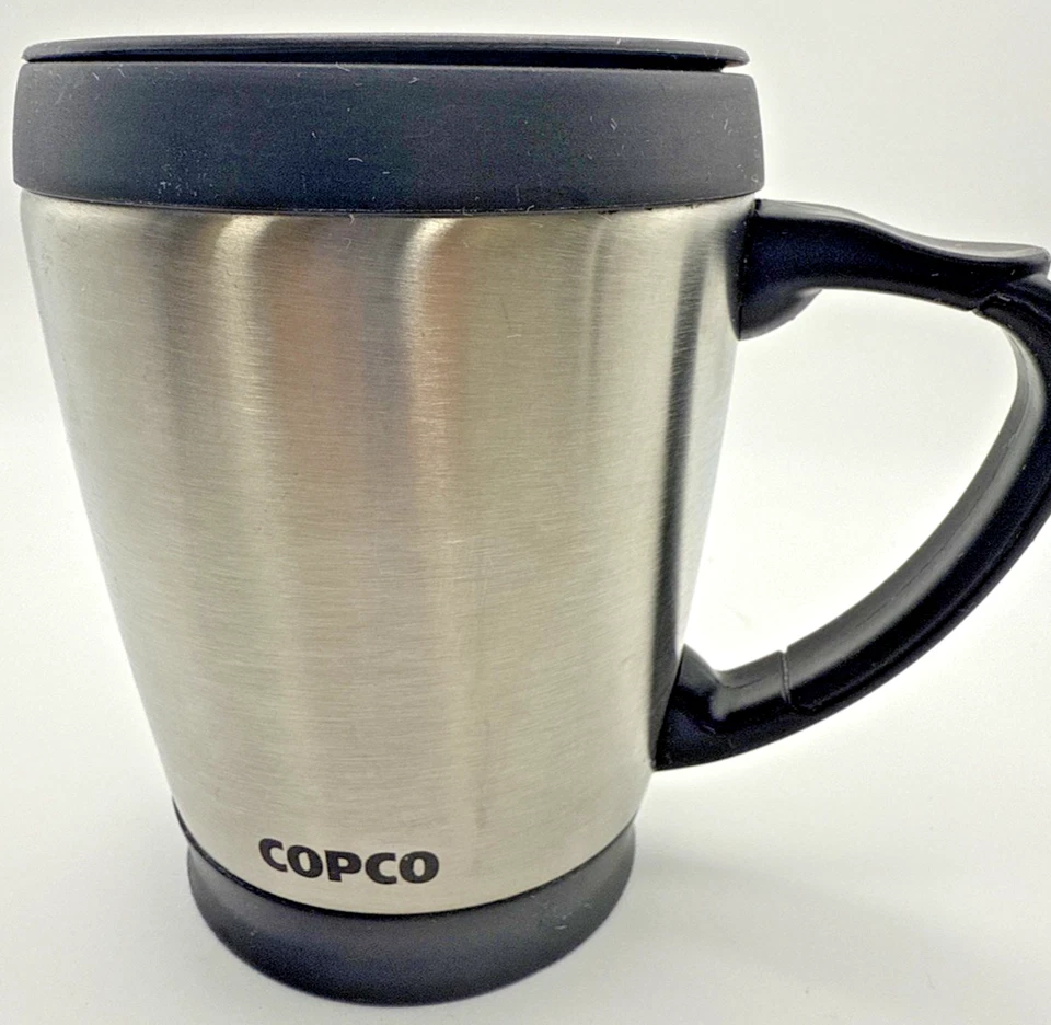 Taza de café Copco escritorio acero inoxidable mango fácil agarre 16 OZ juego 2 LEER Foto 3 de 4