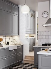 NEW IN BOX IKEA BODBYN GRAY 25x90 COVER PANEL 602.660.54 FOR SEKTION KITCHEN