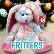 🐰 FRITTERS 🐰 2005 Ty Beanie Babies Pastel Tie-Dye Easter BUNNY RABBIT *MWMT*