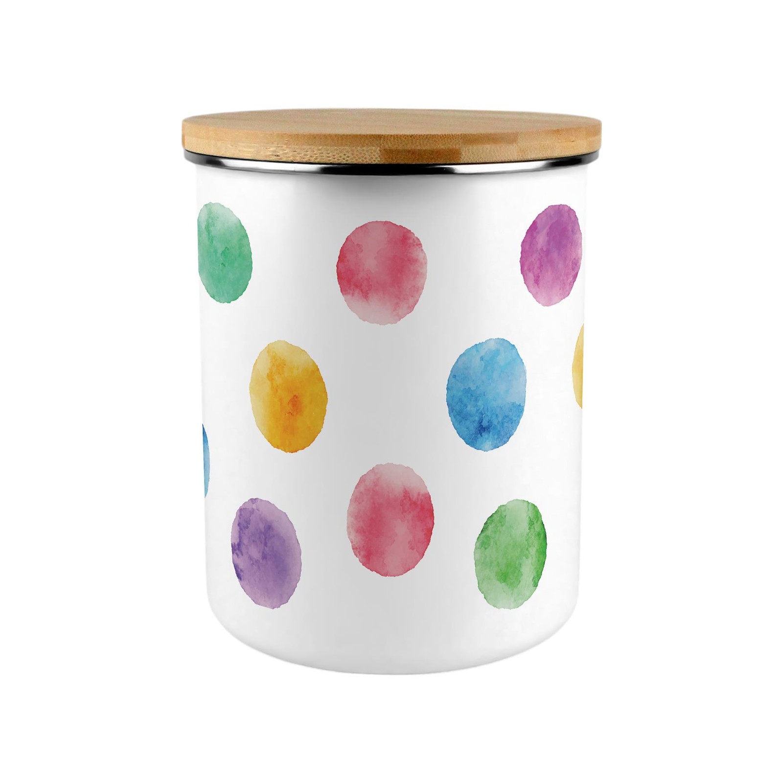 Polka Dots Print Storage Canister - XL Enamel Container Home Gift