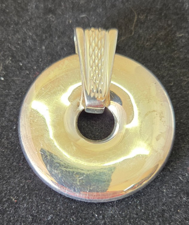 Solid Sterling Silver Two Tone Diamond Cut Movabl… - image 2