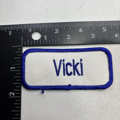 Vtg Blue Letter Name VICKI Patch (Uniform ID Workwear Work Shirt Mechanic) b104