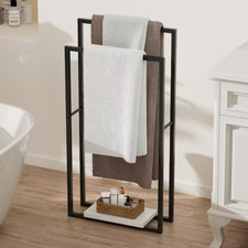 2 Tier Free Standing Towel Rack Heavy Marble Base 38" Towel Racks Bathroom