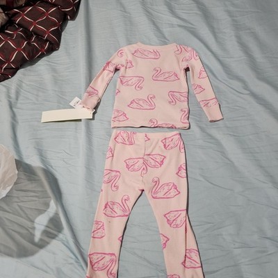 Carters Pink Pajamas 2-piece Set with Swans Size 12M NWT