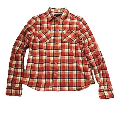 American Eagle Outfitters Kids Plaid Flannel Button Up Shirt Size 6 Rust Preppy