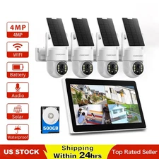 Solar Battery Power Wireless Security IP Camera System Wifi LCD NVR PTZ CCTV PIR