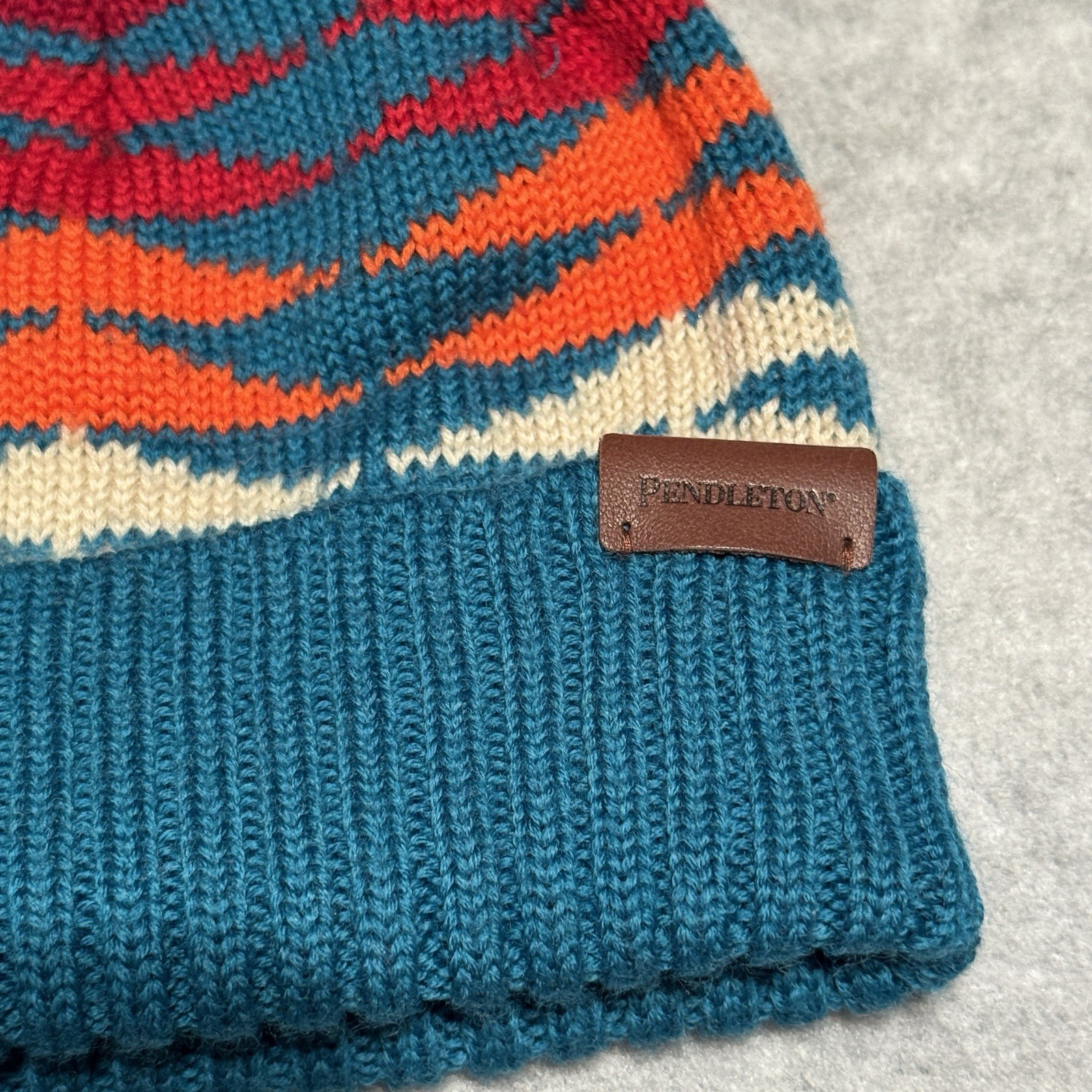 Pendleton Beanie Hat Small Blue Wool - image 8
